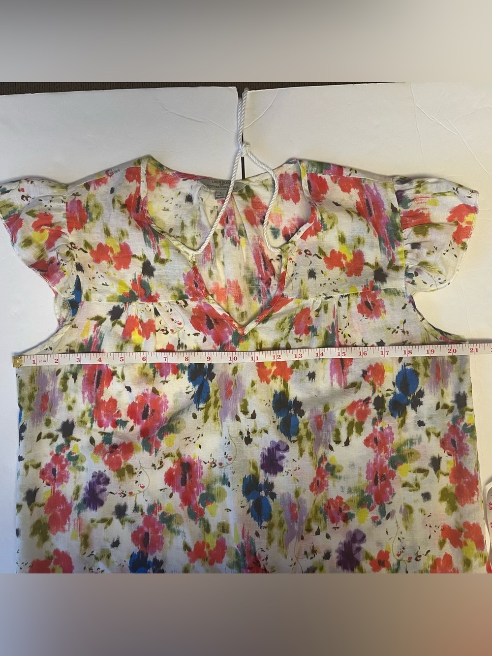 Floral Print Tie-Front Blouse - White/Multi - Picture 10 of 11